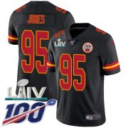 Wholesale Cheap Nike Chiefs #95 Chris Jones Black Super Bowl LIV 2020 Youth Stitched NFL Limited Rush 100th Season Jersey