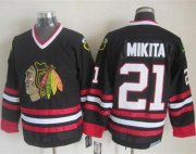Wholesale Cheap Blackhawks #21 Stan Mikita Black CCM Throwback Stitched NHL Jersey