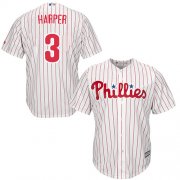 Wholesale Cheap Phillies #3 Bryce Harper White(Red Strip) New Cool Base Stitched MLB Jersey