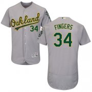 Wholesale Cheap Athletics #34 Rollie Fingers Grey Flexbase Authentic Collection Stitched MLB Jersey
