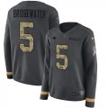 Wholesale Cheap Nike Panthers #5 Teddy Bridgewater Anthracite Salute to Service Women's Stitched NFL Limited Therma Long Sleeve Jersey