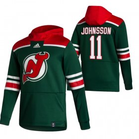 Wholesale Cheap New Jersey Devils #11 Andreas Johnsson Adidas Reverse Retro Pullover Hoodie Green