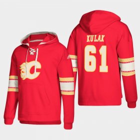 Wholesale Cheap Calgary Flames #61 Brett Kulak Red adidas Lace-Up Pullover Hoodie