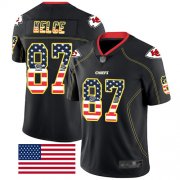 Wholesale Cheap Nike Chiefs #87 Travis Kelce Black Men's Stitched NFL Limited Rush USA Flag Jersey