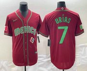 Cheap Men's Mexico Baseball #7 Julio Urias 2023 Red Green World Baseball Classic Stitched Jersey