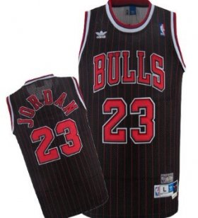 Wholesale Cheap Chicago Bulls #23 Michael Jordan Black Pinstripe Swingman Throwback Jersey