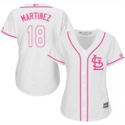 Wholesale Cheap Cardinals #18 Carlos Martinez White/Pink Fashion Women's Stitched MLB Jersey