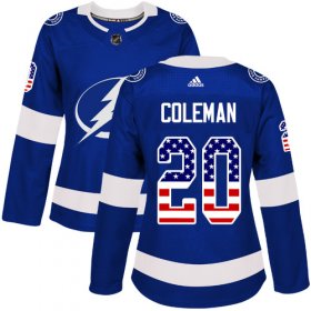 Cheap Adidas Lightning #20 Blake Coleman Blue Home Authentic USA Flag Women\'s Stitched NHL Jersey