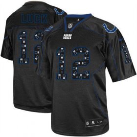 Wholesale Cheap Nike Colts #12 Andrew Luck New Lights Out Black Men\'s Stitched NFL Elite Jersey