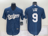 Wholesale Cheap Men's Los Angeles Dodgers #9 Gavin Lux Navy Blue Pinstripe Stitched MLB Cool Base Nike Jersey