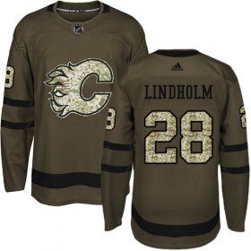 Wholesale Cheap Adidas Flames #28 Elias Lindholm Green Salute to Service Stitched NHL Jersey