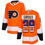 Wholesale Cheap Adidas Flyers #28 Claude Giroux Orange Home Authentic USA Flag Stitched NHL Jersey