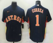 Wholesale Cheap Men's Houston Astros #1 Carlos Correa Navy Blue Stitched MLB Cool Base Nike Jersey