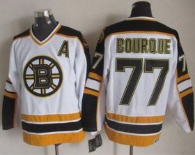 Wholesale Cheap Bruins #77 Ray Bourque White/Black CCM Throwback Stitched NHL Jersey