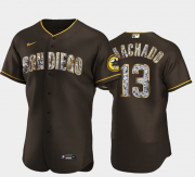 Cheap Men's San Diego Padres #13 Manny Machado Diamond Edition Brown Jersey