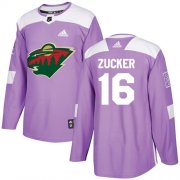 Wholesale Cheap Adidas Wild #16 Jason Zucker Purple Authentic Fights Cancer Stitched Youth NHL Jersey