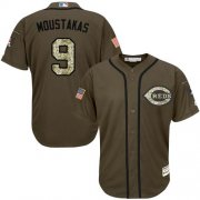 Wholesale Cheap Reds #9 Mike Moustakas Green Salute to Service Stitched MLB Jersey