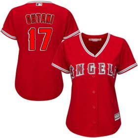 Wholesale Cheap Angels #17 Shohei Ohtani Red Alternate Women\'s Stitched MLB Jersey