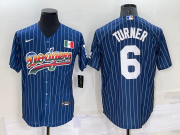 Wholesale Cheap Men's Los Angeles Dodgers #6 Trea Turner Rainbow Blue Red Pinstripe Mexico Cool Base Nike Jersey