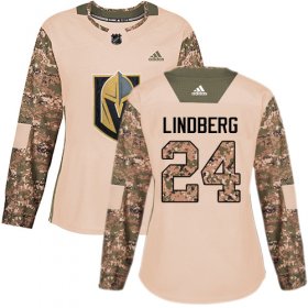Wholesale Cheap Adidas Golden Knights #24 Oscar Lindberg Camo Authentic 2017 Veterans Day Women\'s Stitched NHL Jersey