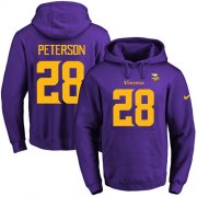 Wholesale Cheap Nike Vikings #28 Adrian Peterson Purple(Gold No.) Name & Number Pullover NFL Hoodie