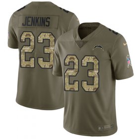 Wholesale Cheap Nike Chargers #23 Rayshawn Jenkins Olive/Camo Men\'s Stitched NFL Limited 2017 Salute To Service Jersey