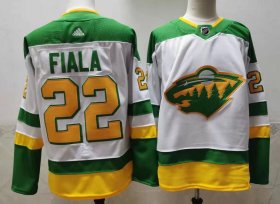Wholesale Cheap Men\'s Minnesota Wild #22 Kevin Fiala 2021 White Retro Stitched NHL Jersey