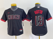 Wholesale Cheap Youth Cincinnati Reds #19 Joey Votto Black 2023 City Connect Cool Base Stitched Jersey