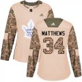 Wholesale Cheap Adidas Maple Leafs #34 Auston Matthews Camo Authentic 2017 Veterans Day Women's Stitched NHL Jersey