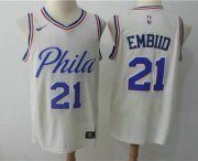 Wholesale Cheap Men's Philadelphia 76ers #21 Joel Embiid Cream Nike City Edition Swingman Jersey