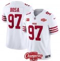 Cheap Men's San Francisco 49ers #97 Nick Bosa White 2023 F.U.S.E. With 2-star C Ptach And NFC West Champions Patch Football Stitched Jersey