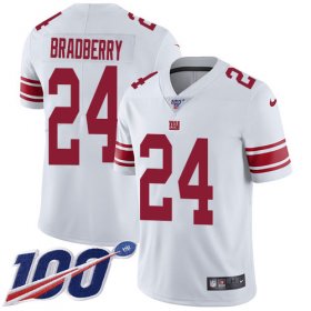 Wholesale Cheap Nike Giants #24 James Bradberry White Men\'s Stitched NFL 100th Season Vapor Untouchable Limited Jersey