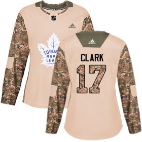 Wholesale Cheap Adidas Maple Leafs #17 Wendel Clark Camo Authentic 2017 Veterans Day Women\'s Stitched NHL Jersey
