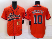 Wholesale Cheap Men's Houston Astros #10 Yuli Gurriel Number Orange With Patch Cool Base Stitched Baseball Jersey