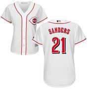 Wholesale Cheap Reds #21 Reggie Sanders White Home Women's Stitched MLB Jersey