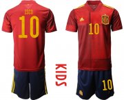 Wholesale Cheap Youth 2021 European Cup Spain home red 10 Soccer Jersey