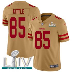 Wholesale Cheap Nike 49ers #85 George Kittle Gold Super Bowl LIV 2020 Men\'s Stitched NFL Limited Inverted Legend Jersey