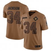 Wholesale Cheap Men's Las Vegas Raiders #34 Bo Jackson 2023 Brown Salute To Service Limited Football Stitched Jersey