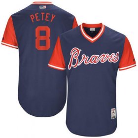 Wholesale Cheap Braves #8 Jace Peterson Navy \"Petey\" Players Weekend Authentic Stitched MLB Jersey