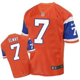 Wholesale Cheap Nike Broncos #7 John Elway Orange Throwback Men\'s Stitched NFL Elite Jersey