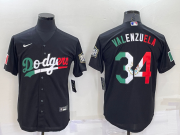 Wholesale Men's Los Angeles Dodgers #34 Fernando Valenzuela Mexico Black Cool Base Stitched Baseball Jersey