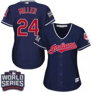 Wholesale Cheap Indians #24 Andrew Miller Navy Blue 2016 World Series Bound Women's Alternate Stitched MLB Jersey