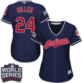 Wholesale Cheap Indians #24 Andrew Miller Navy Blue 2016 World Series Bound Women\'s Alternate Stitched MLB Jersey