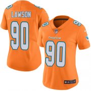 Wholesale Cheap Nike Dolphins #90 Shaq Lawson Orange Women's Stitched NFL Limited Rush Jersey