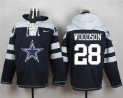 Wholesale Cheap Nike Cowboys #28 Darren Woodson Navy Blue Player Pullover NFL Hoodie