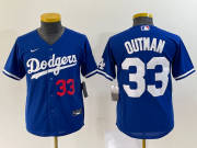 Wholesale Cheap Youth Los Angeles Dodgers #33 James Outman Number Blue Cool Base Stitched Jersey