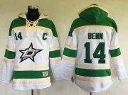 Wholesale Cheap Stars #14 Jamie Benn White Sawyer Hooded Sweatshirt Stitched NHL Jersey