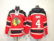 Wholesale Cheap Blackhawks #4 Bobby Orr Red Sawyer Hooded Sweatshirt Stitched NHL Jersey