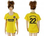Wholesale Cheap Women's Atletico Madrid #22 Nico Gaitan Away Soccer Club Jersey