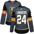 Wholesale Cheap Adidas Golden Knights #24 Oscar Lindberg Grey Home Authentic Women's Stitched NHL Jersey